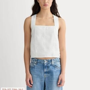 Everlane White Square Neck Linen Top